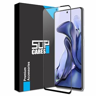 SupCares Tempered Glass for Xiaomi 11T Pro, Xiaomi 11T, Xiaomi 11i and Xiaomi 11i Hypercharge (6.67 Inch) With Installation Kit | 9H Edge to Edge Screen Protector|Black