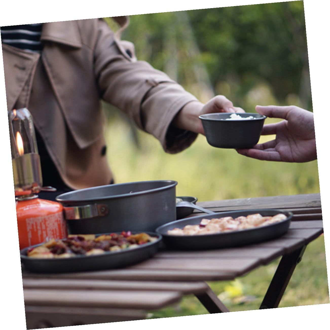 MAGICLULU Portable Camping Snack Plate Set, Aluminum Alloy Outdoor Picnic Food Tray, Barbecue and Hiking Serving Dish for Travel and Camping