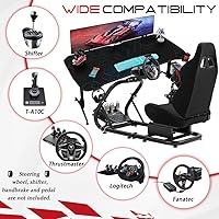 Vista 6 de Racing Simulator Cockpit with Black Racing Seat fit for Logitech G29 G27 G920 G923, Thrustmaster T300, Fanatec, Moza, Racing Wheel Stand Sim