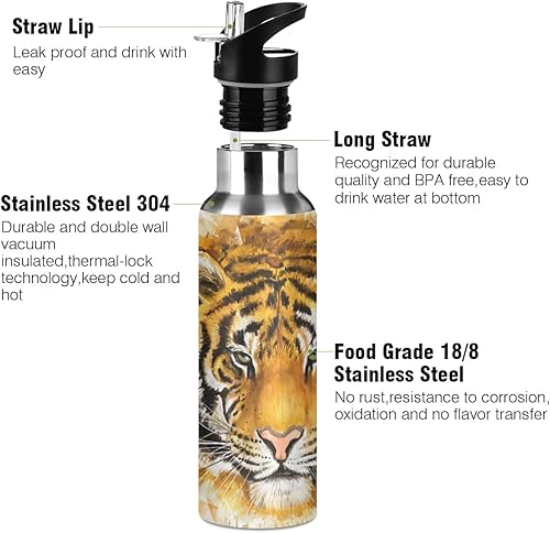 Vista 57 de París - Botella de agua para niños con tapa con pajilla, diseño de la Torre Eiffel París, botella de agua aislada de acero inoxidable a prueba