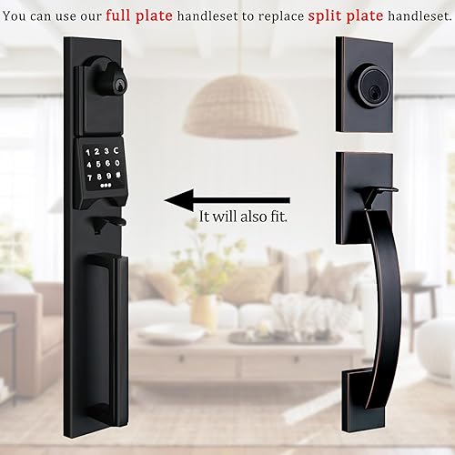 Miniatura 9 de NEWBANG Cerradura electrónica inteligente para puerta con teclado para una sola puerta, manija electrónica sin llave para puerta delantera con