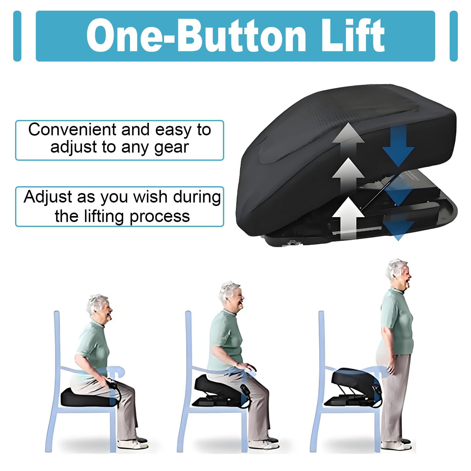 Cojín Elevador eléctrico para Personas Mayores con Soporte para sofá, soporta hasta 136 kg (300 lbs), Ayuda para levantarse y Sentarse, Ideal para Personas Mayores o Embarazadas.