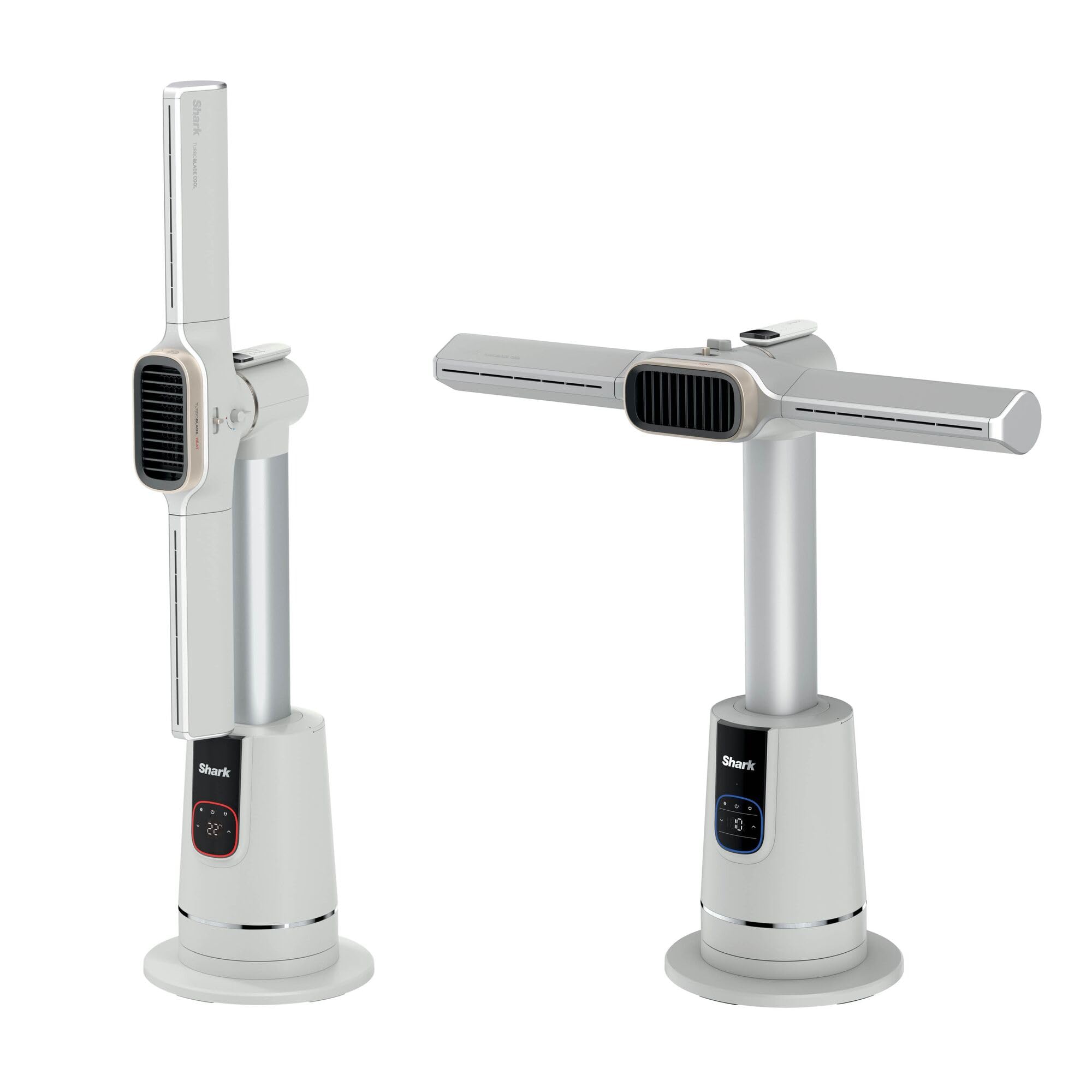 Shark TurboBlade Ventilador + Calentador 2 en 1, ventilador doble y calentador, mando a distancia, Perla, TH200EUWH