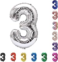 Vista 165 de YPSelected Globo de aluminio grande de 32 pulgadas con número de helio, cumpleaños, boda, fiesta, 0-9 (azul bebé, 2)