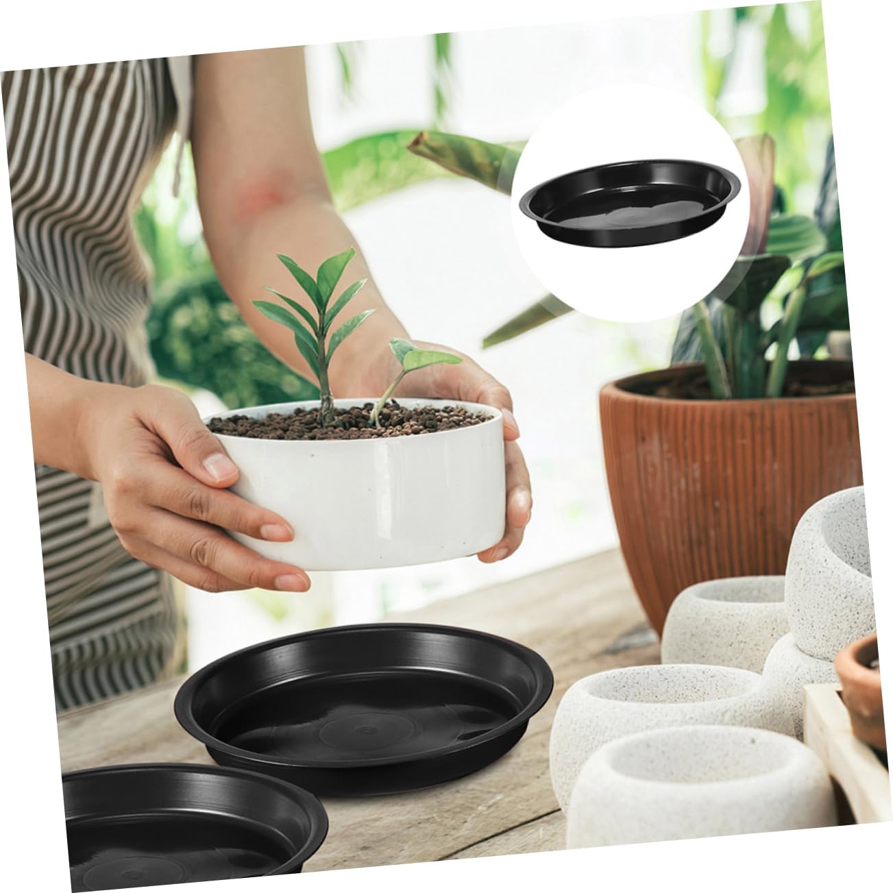 balacoo 80pcs Plant Trays for Pots Round Plant Saucer Flower Pot Water Tray Plastic Garden