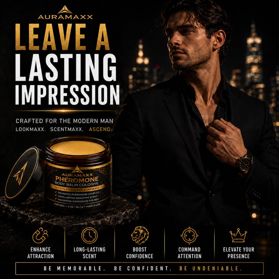 AURAMAXX Pheromone Body Balm Cologne for Men, 2 oz