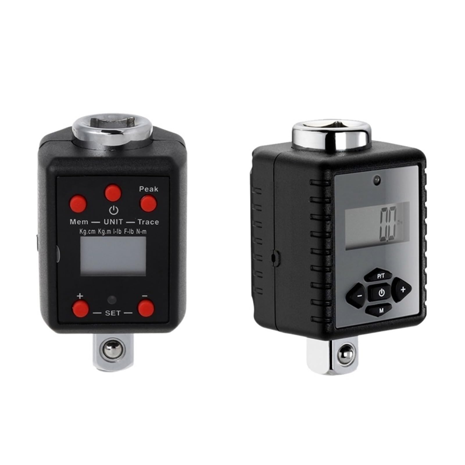 Digitaler Drehmomentschlüssel mit Drehmoment, 1,5–1000 nm, Adapter 1/4 3/8 1/2 3/4 Antrieb, Microtorque Präzise Messung(Noir)