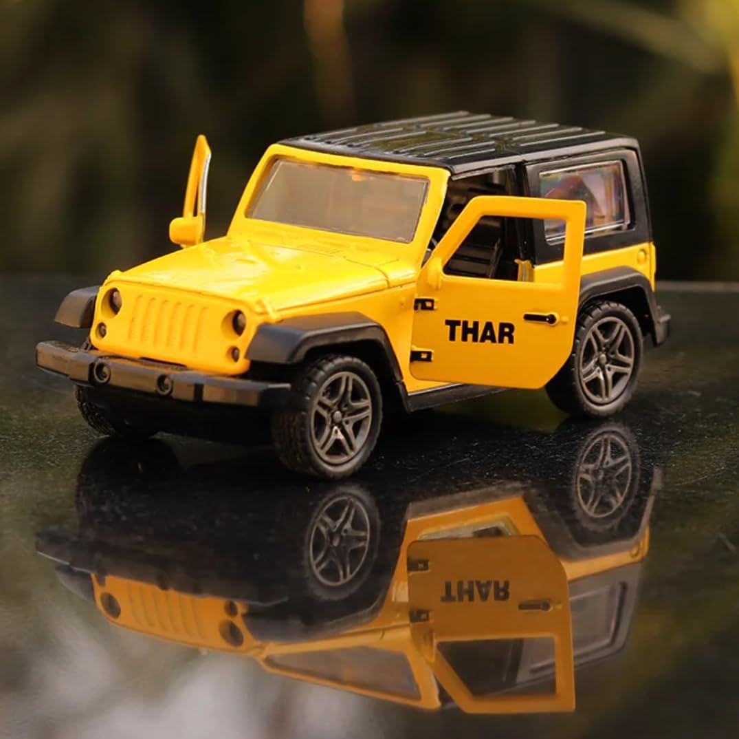 RUHANI Metal Thar Toy Car 1:32 Die-cast Pull Back Model Car with Open The Door (Yellow)