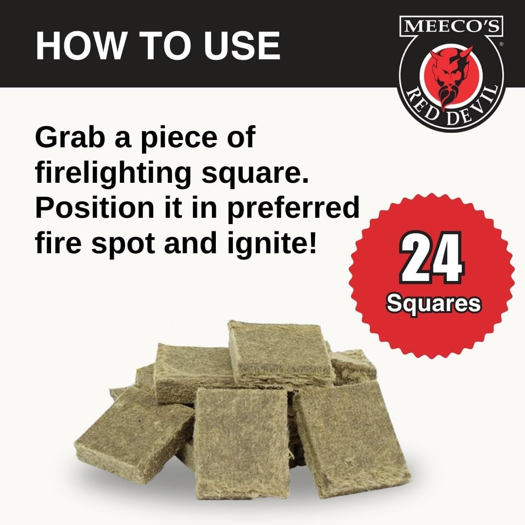 MEECO'S RED DEVIL Charcoal Starters - Quick Lighting Fire Starter Squares - 144 Count, 2 Pack - Wood