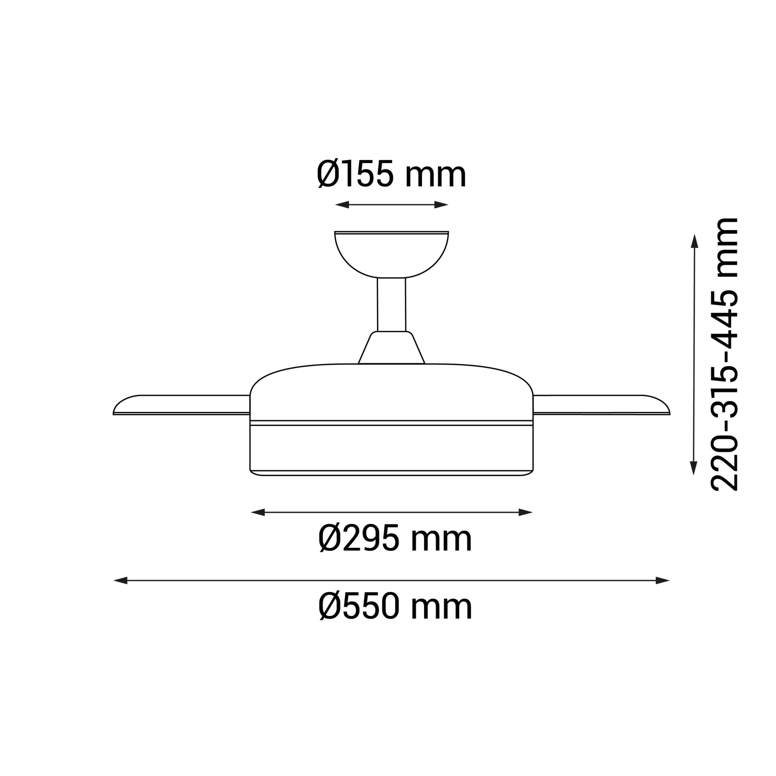 Sulion - Ventilador de Techo con Luz y Palas Retráctiles Wizz Stilo – Motor DC Silencioso, Luz Regulable 3000K–5500K, Función Verano/Invierno, Mando a Distancia – Ø55 cm