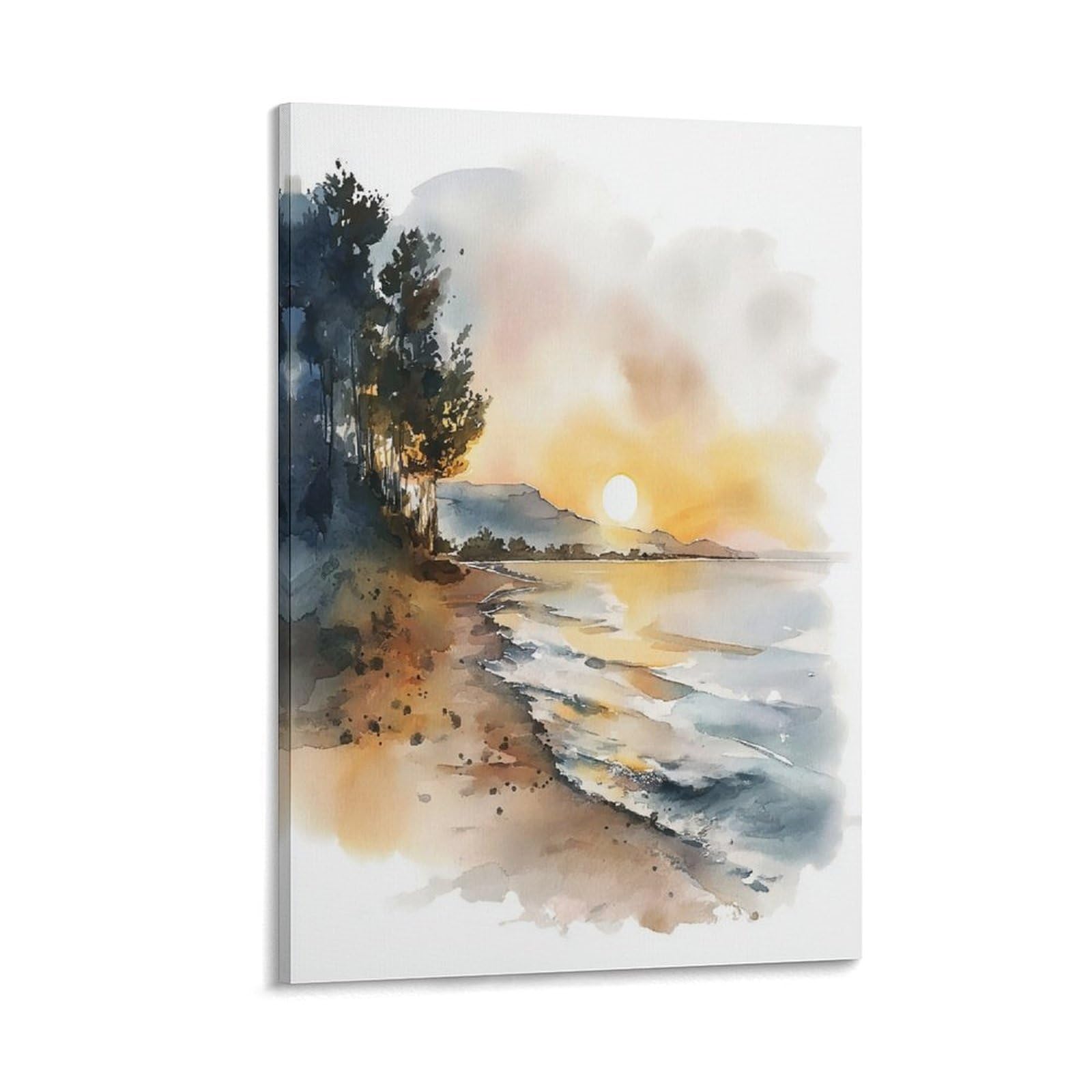 XWYMXZ Lake Michigan 20x30inch(50x75cm) Vintage Travel Poster Watercolor Canvas Art