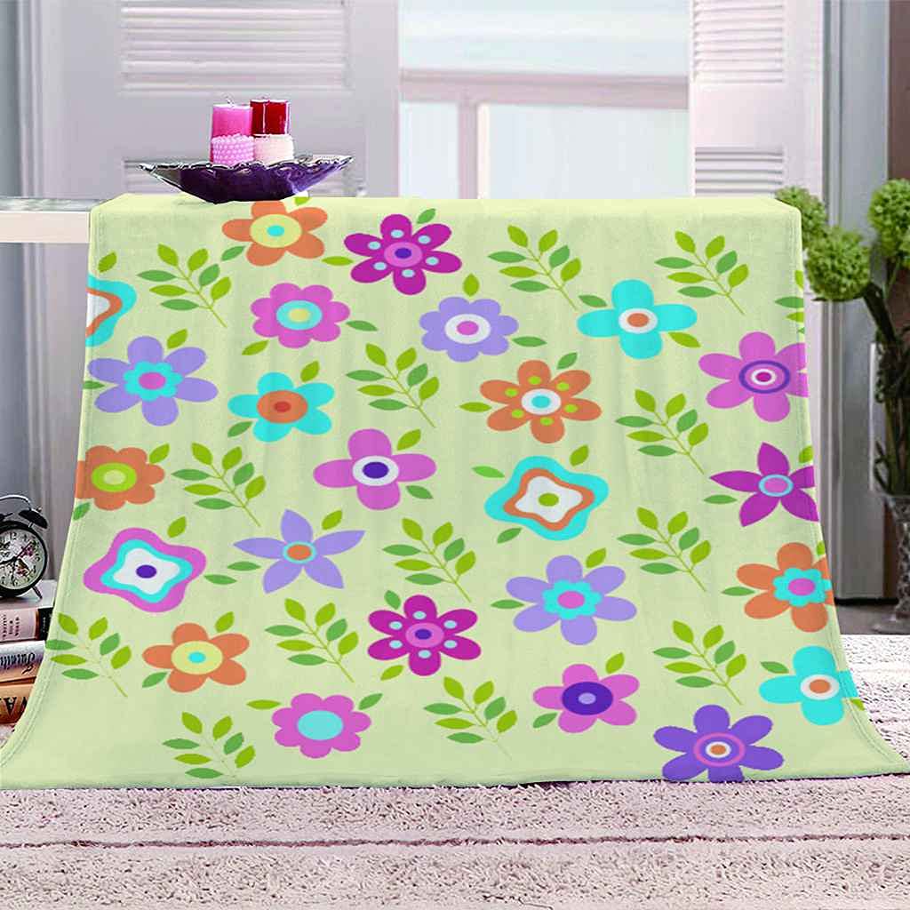 Couverture flanelle 150x200cm plaid microfibre imprimé fleurs