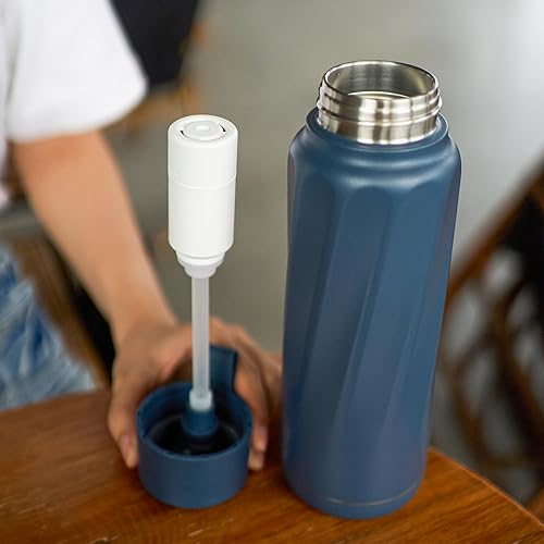 Miniatura 9 de WATERH Vita Smart Botella de agua con recordatorio de beber agua, botellas de agua aisladas al vacío sin BPA con filtro y pajilla, botella de