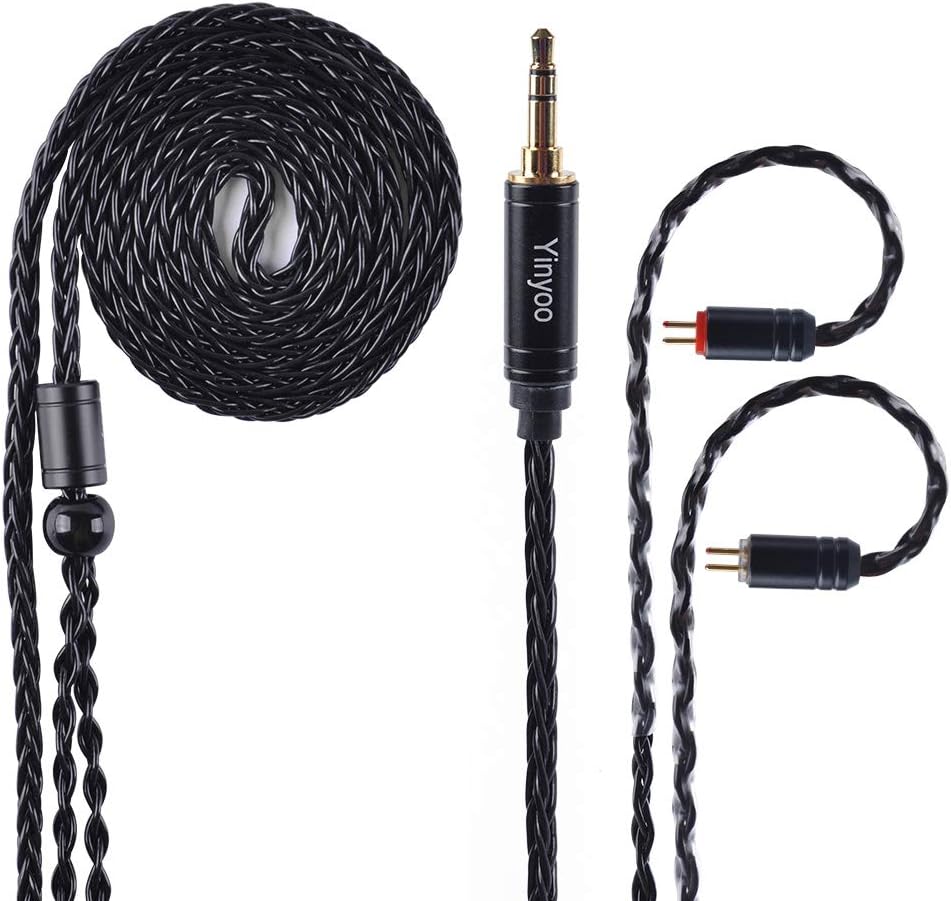 Upgraded Replacement Headphones Cable 8 Core Silver Plated Copper Cable with 3.5mm Plug 2pins 0.78mm for KZ AS10 ZS4 ZS5 ZS6 ZS10 ES4 ZST ZSR ED16 TRN V80 V20(2pins 3.5mm)