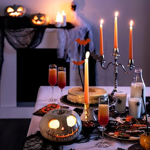Miniatura 3 de 20 velas cónicas naranjas, candelabros delgados de 10 x 78 pulgadas, ideales para Halloween, cosecha de otoño, cena, fiesta y emergencia