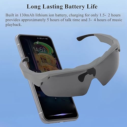 Miniatura 5 de Pomya Lentes de sol inteligentes con Bluetooth de audio, lentes de sol polarizados con Bluetooth V5.0 y EDR, ciclismo de oreja abierta para hombres