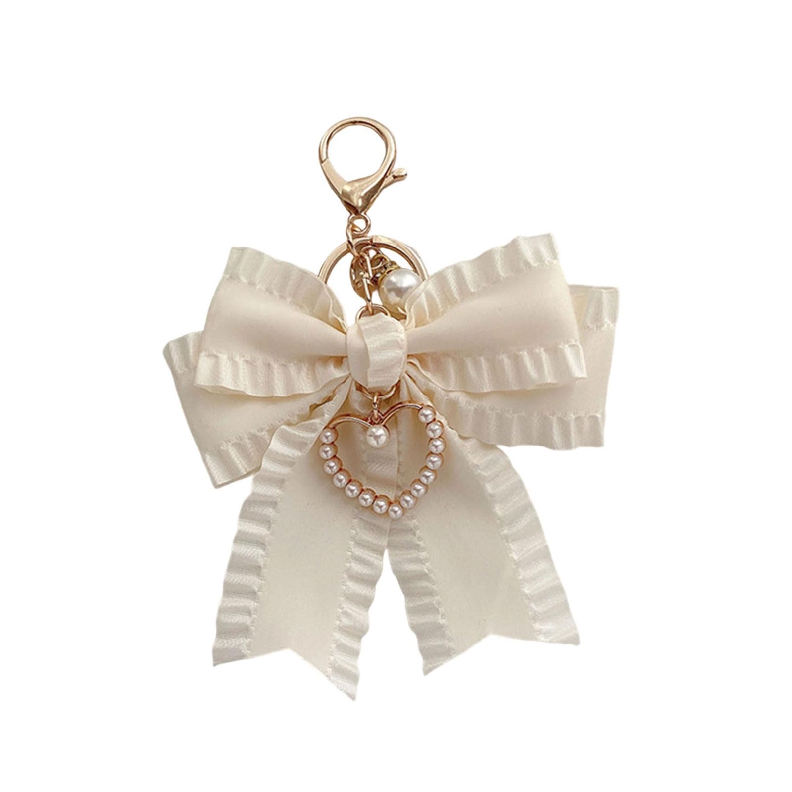 Tsophreniq Bowknot Purse Pendant Keychain Charm for Women Pearls Bag Accessory Cuteness Handbag and Backpack Decoration Bowknot Purse Keychain