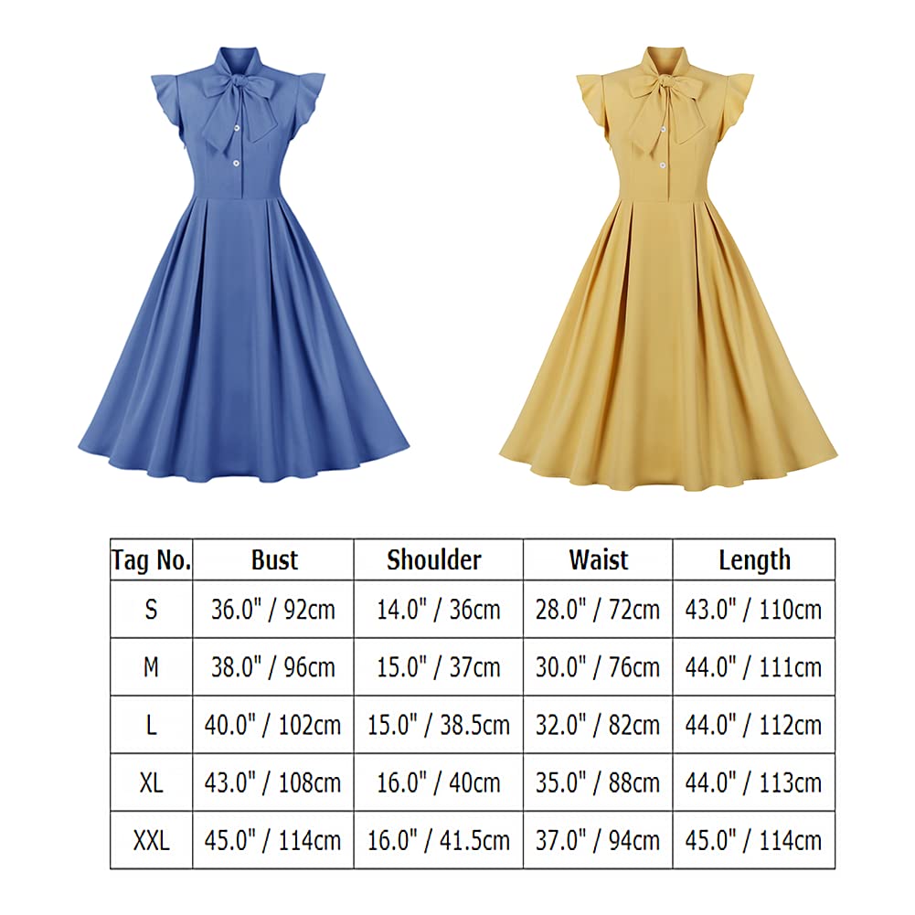 Robe de cocktail vintage à revers cranté et col en V pour femme - Style rockabilly années 50 60 Avec poches Taille