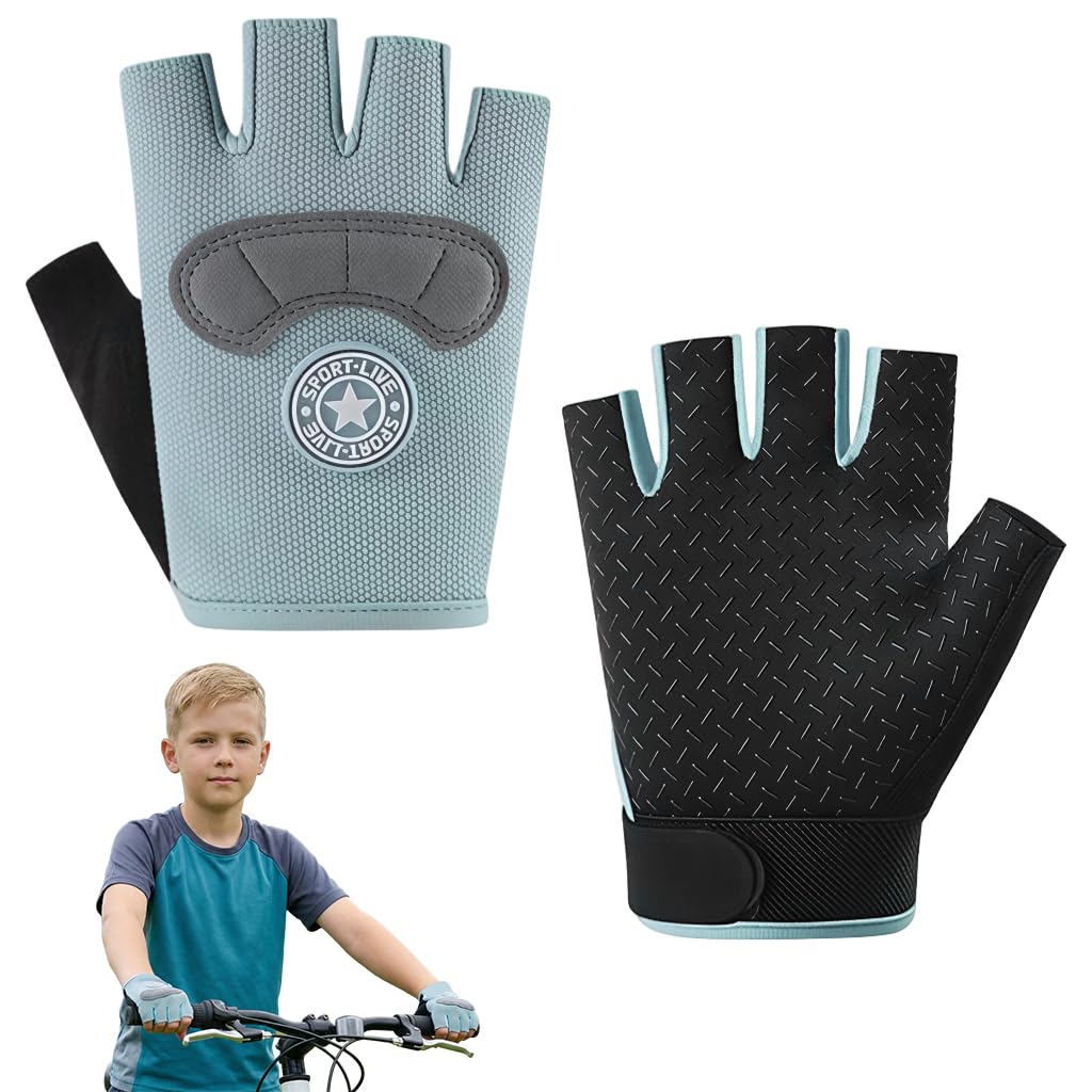 PROBEROS® Kids Riding Gloves for 8-13 Years, Anti-Slip Adjustable Palm Vibration Reduction Breathable Moisture-Wicking Design Sport Gloves, Fashion Cycling Gloves for Riding, All Outdoor Sport, Size-L-picture-11