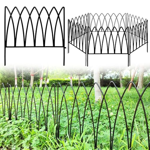 Thealyn Decorative Metal Garden Fence 45cm x 45cm (5 Panels, Total Length 2.3m), Metal Fence Panels, Landscape Fencing for Flower Bed, Trees, Animal Barrier