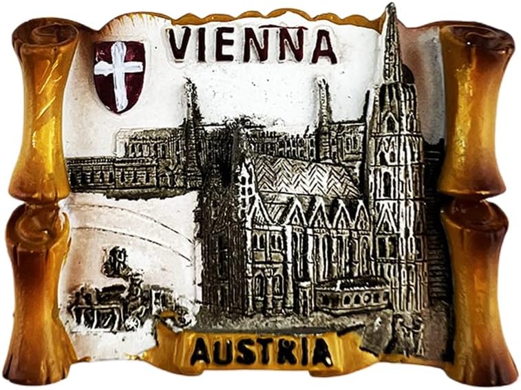 3D Vienna Austria Fridge Magnet Souvenir Gift,Resin Handmade Vienna Refrigerator Magnet Home & Kitchen Decoration Collection