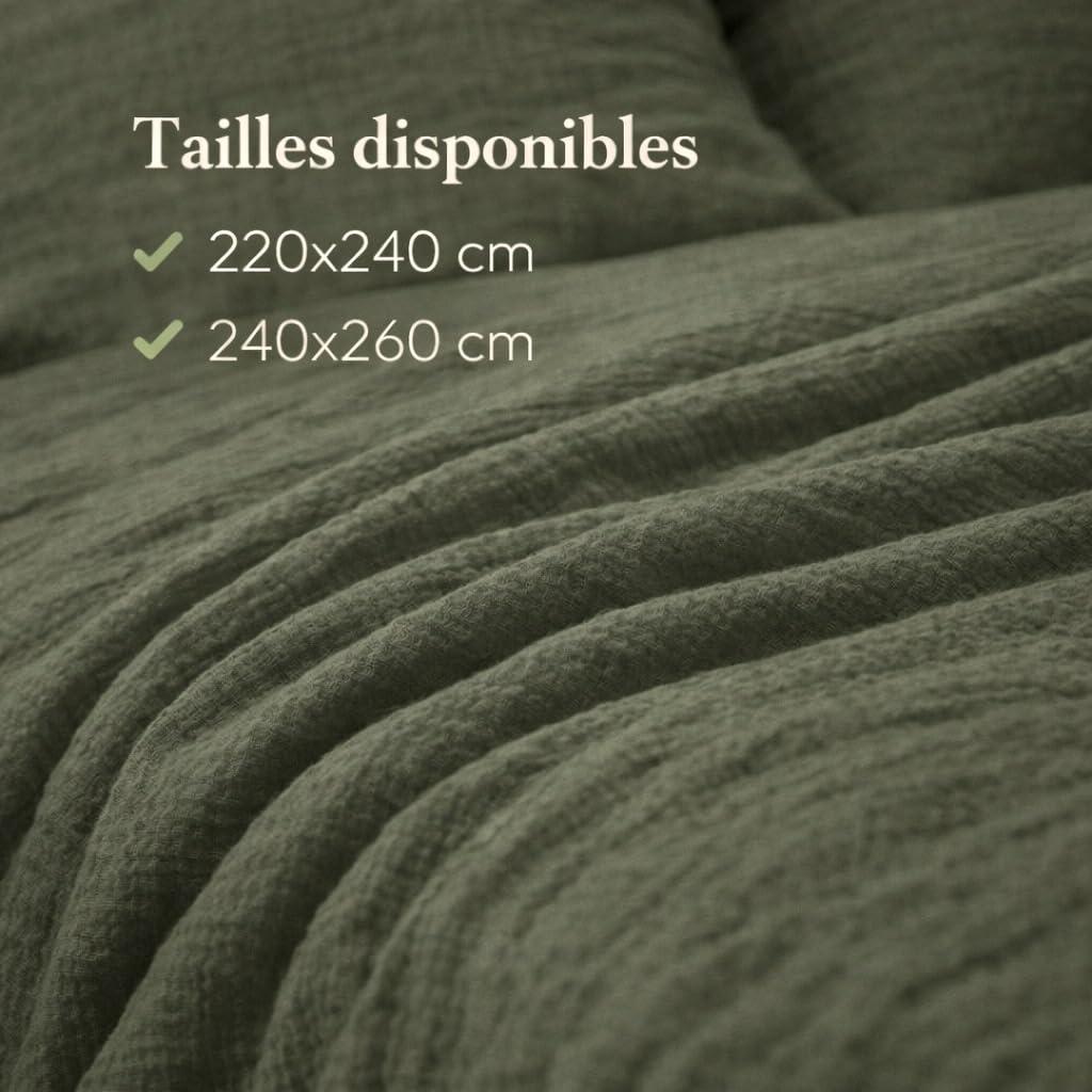 KGS Pościel z gazy bawełnianej 240 x 260 cm (Khaki)