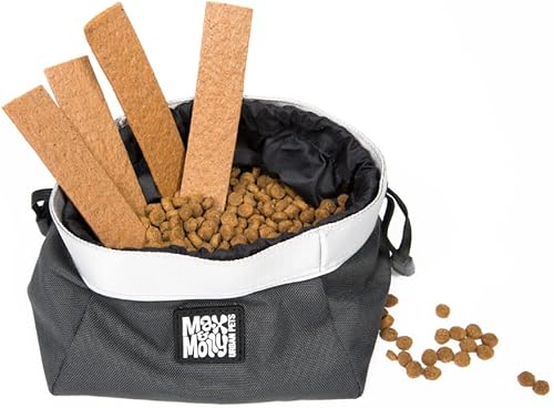 Miniatura 2 de Max & Molly Cuenco de viaje plegable de nailon para perros, bolsa portátil para agua y alimentador para perros, tela impermeable, gris
