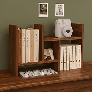 Dime Store Engineered Wood Wooden Book Shelf for Home &amp; Office Table - Multipurpose Desktop Bookshelf Organizer for Study ...