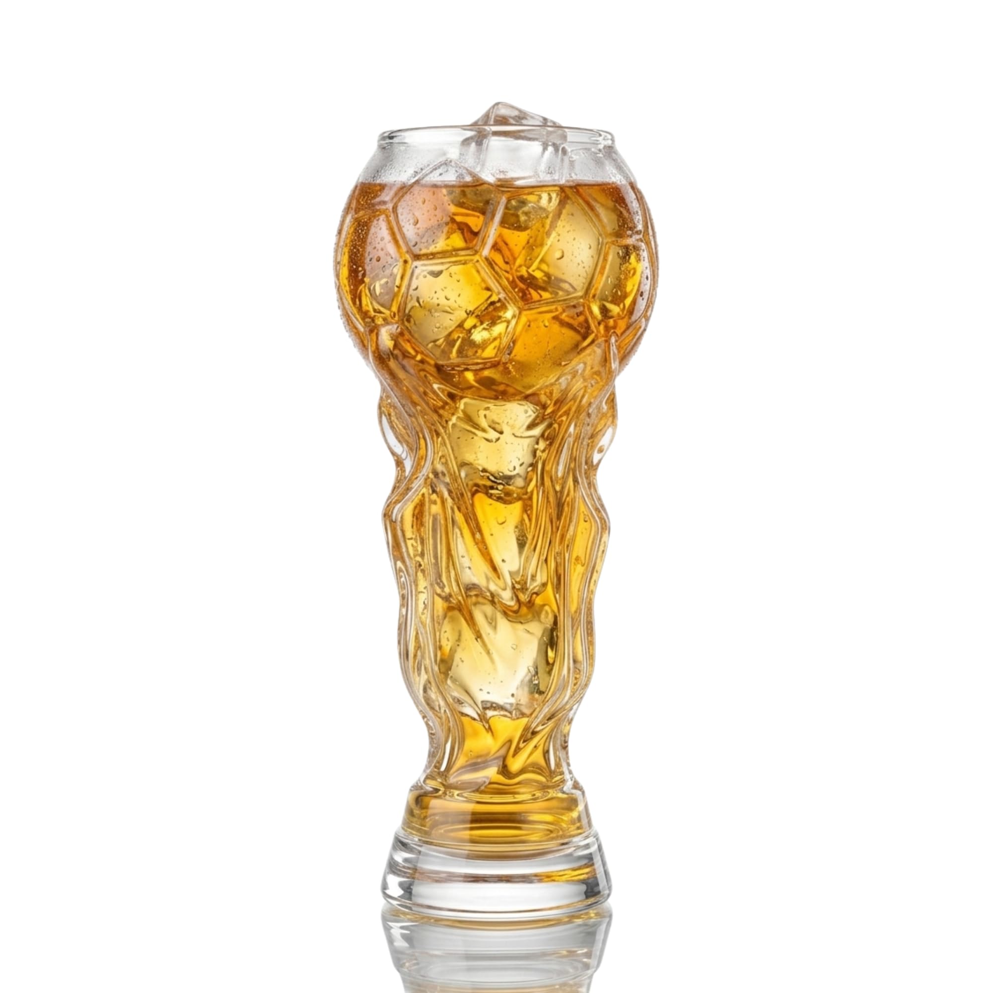 Football World Cup 2026 Trophy Beer Glass, Clear, 430ml, Sculpted Crystal-Style Glassware Large Beer Mug Match Day Bar Watch Party & Gift for Father Men Soccer Fans