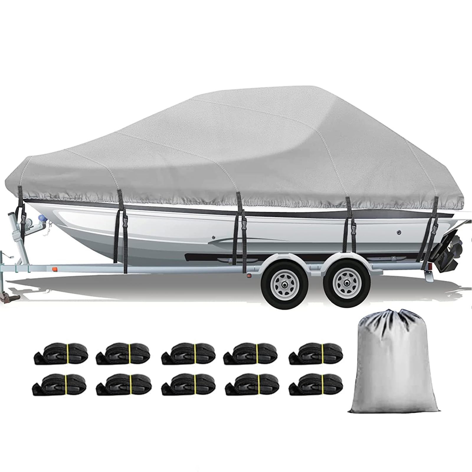 Photo 1 of SWYLANSKY Boat Cover 14-16ft Waterproof Oxford Canvas Lightweight 210D Polyeste Fit Bass Fishing V-Hull Sailboat