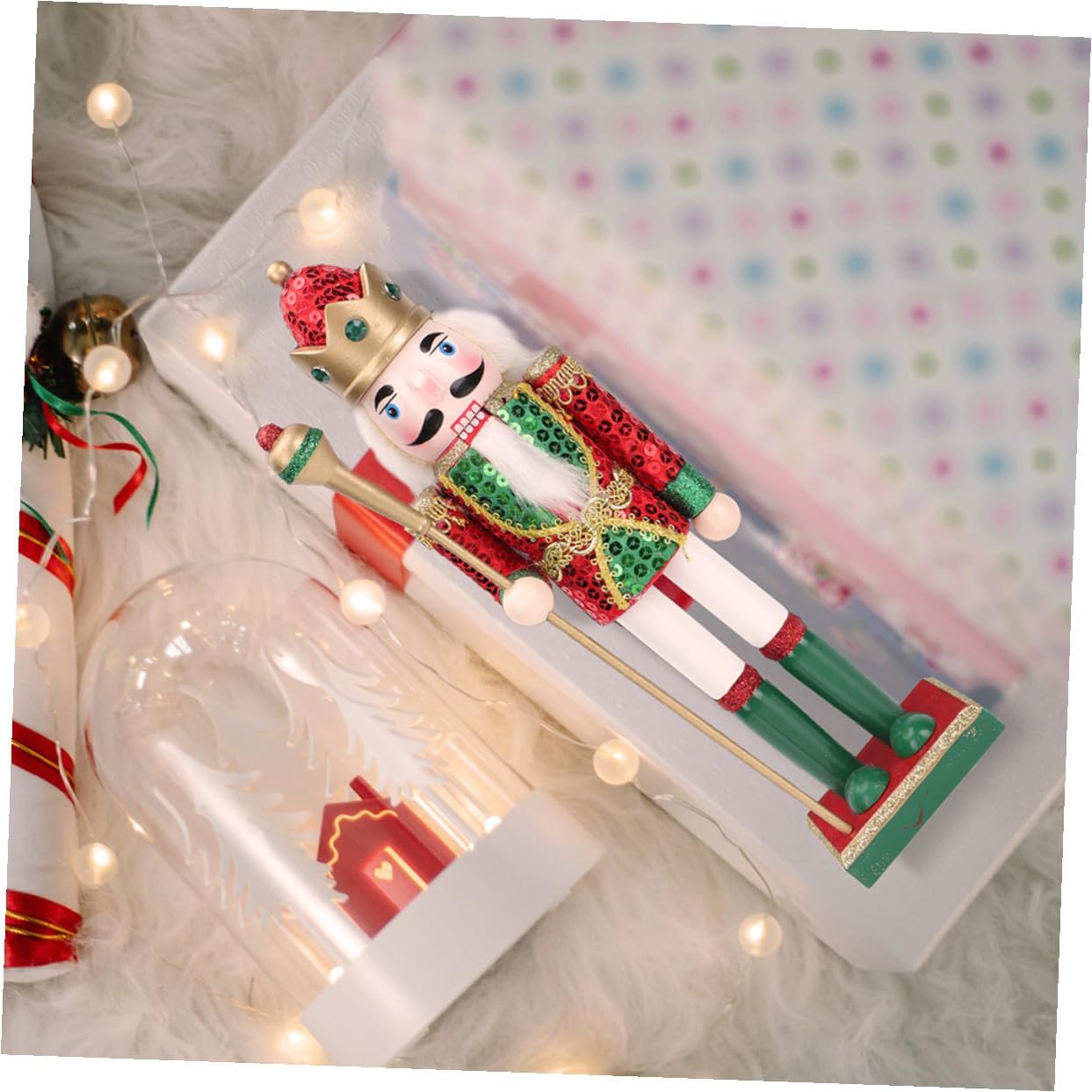 Wooden Nutcracker Figurine Soldier Christmas Nutcracker Decor Traditional Wood Craft Ornament Holiday Shelf Decoration