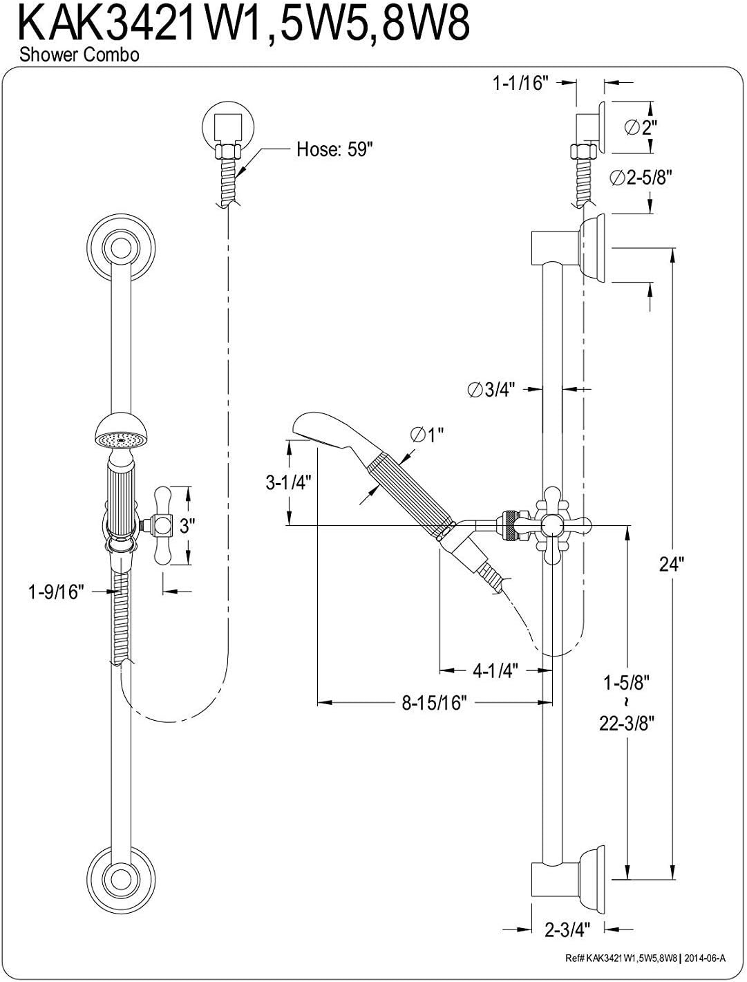 Kingston Brass KAK3421W1 Designer Trimscape Made To Match Shower Combo, Chrome