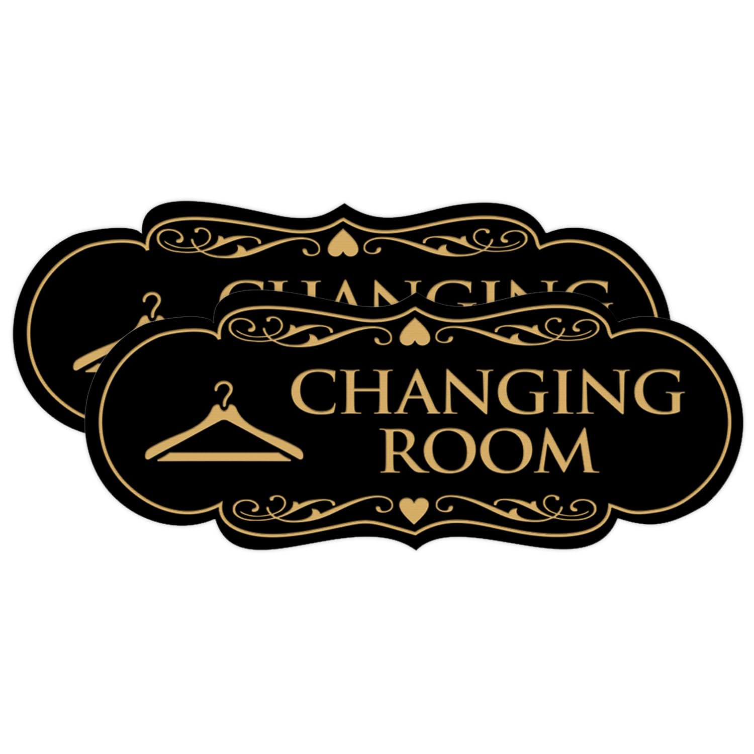 Signs ByLITA Designer Changing Room Sign with Adhesive Tape, Mounts On Any Flat Surface (Black Gold) - Large 2 Pack