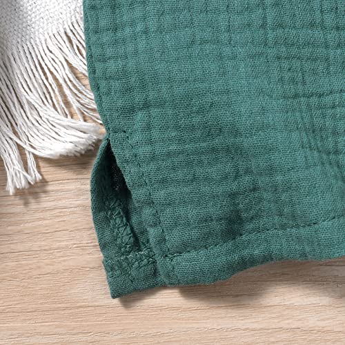 Astrill 12-18 Months Infant Baby Boys Girls Clothes Linen 2Pcs Summer Outfits Short Sleeve T-Shirt Tops Solid Shorts Sets Gender Neutral Clothes Blue Green #TOP5