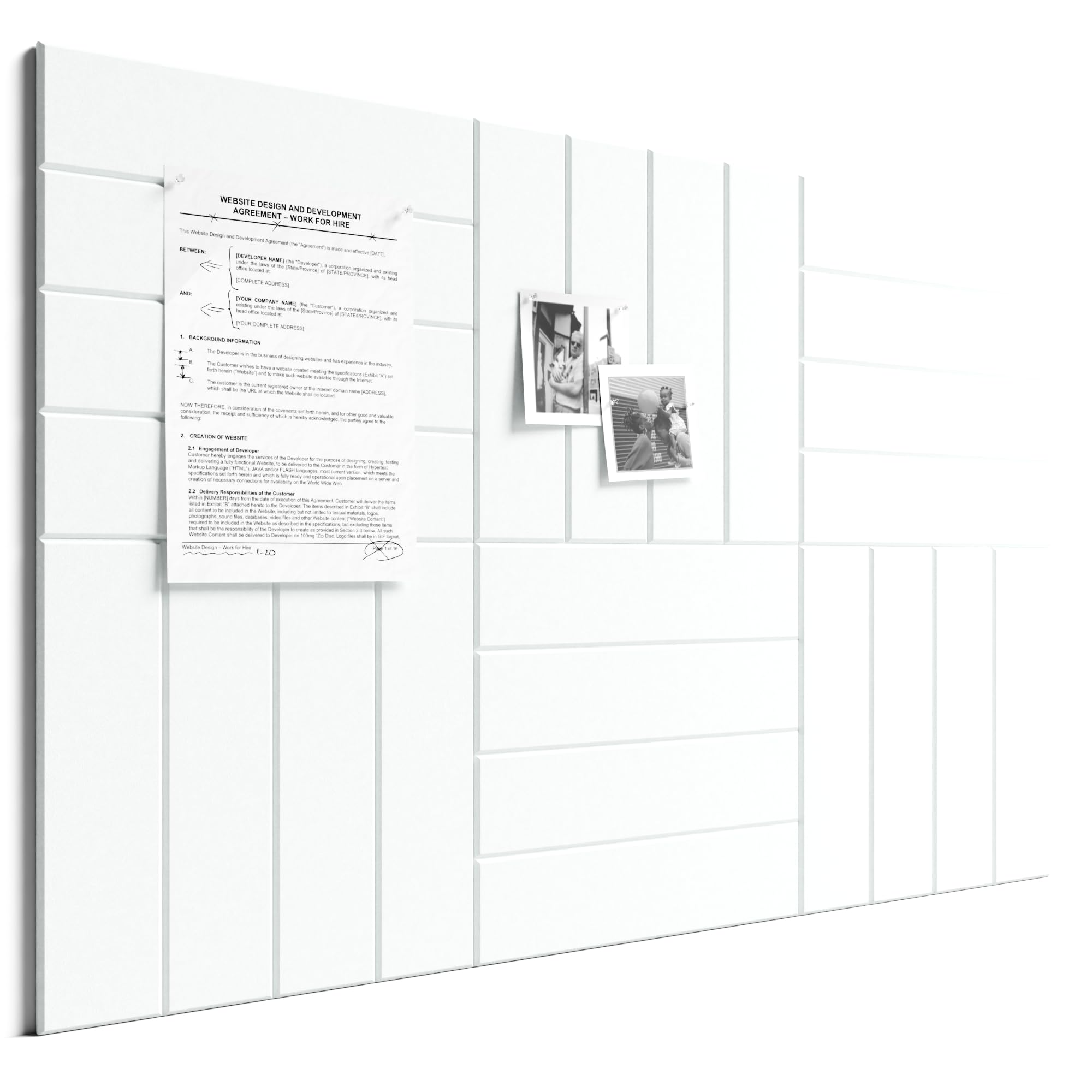 Bumusty Large Cork Board Alternative-36 x 24" Felt Bulletin Board Tiles, with 30 Pushpins, 40 Adhesive Tabs, 6-Pack Slat Wall Paneling, Cork Boards for Office Push Pin Board Felt Board-Cold White — image 1