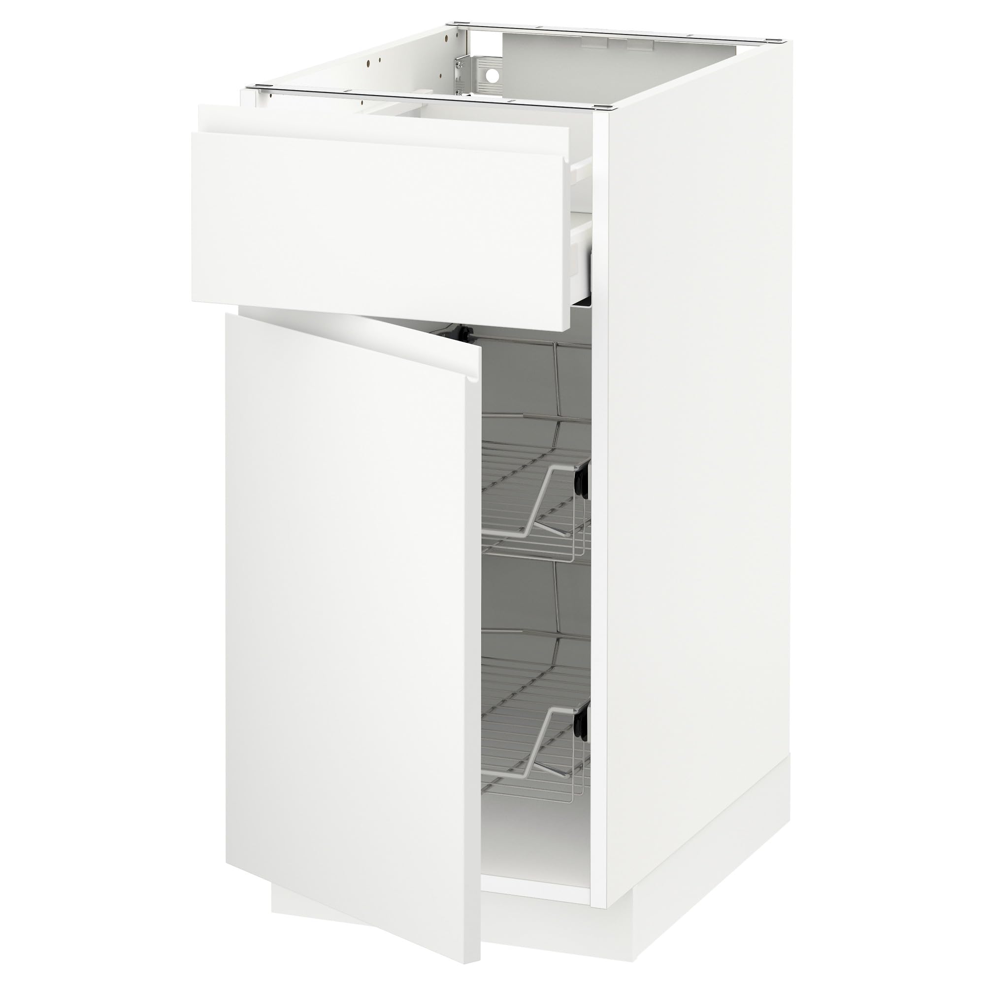 Meuble bas de cuisine METOD MAXIMERA blanc rangement panier 40 x 60 cm