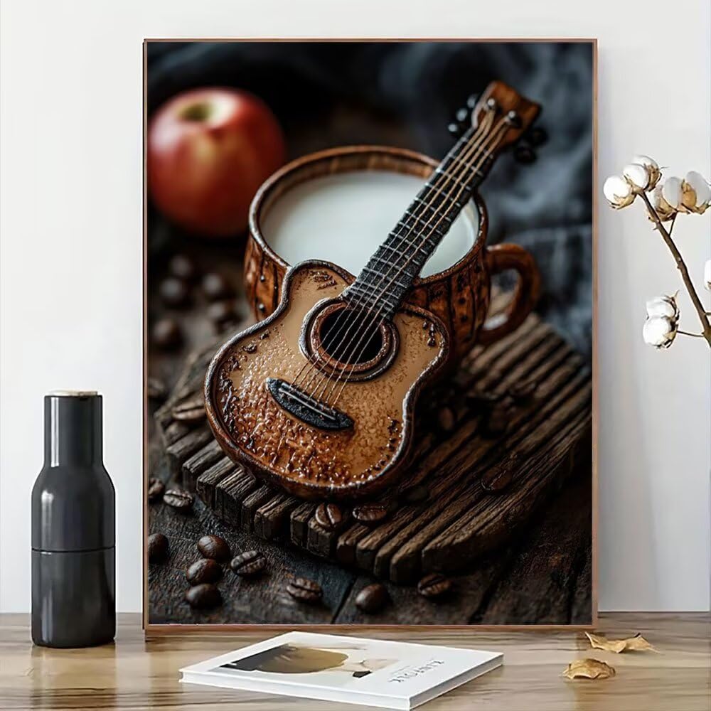Malowanie według liczb, instrumenty, gitara, płótno HD z farbami akrylowymi i zestawem pędzli, łatwe do malowania, dla dzieci i dorosłych, dekoracja domu, prezent urodzinowy, bez ramki, 70 x 90 cm