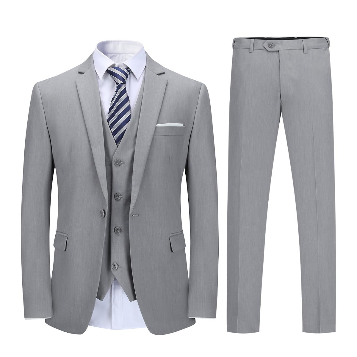 YOUTHUP Traje de 3 Piezas de Hombre Slim Fit Trajes de Boda de Negocios para Hombres Blazer Chalecos y Pantalones
