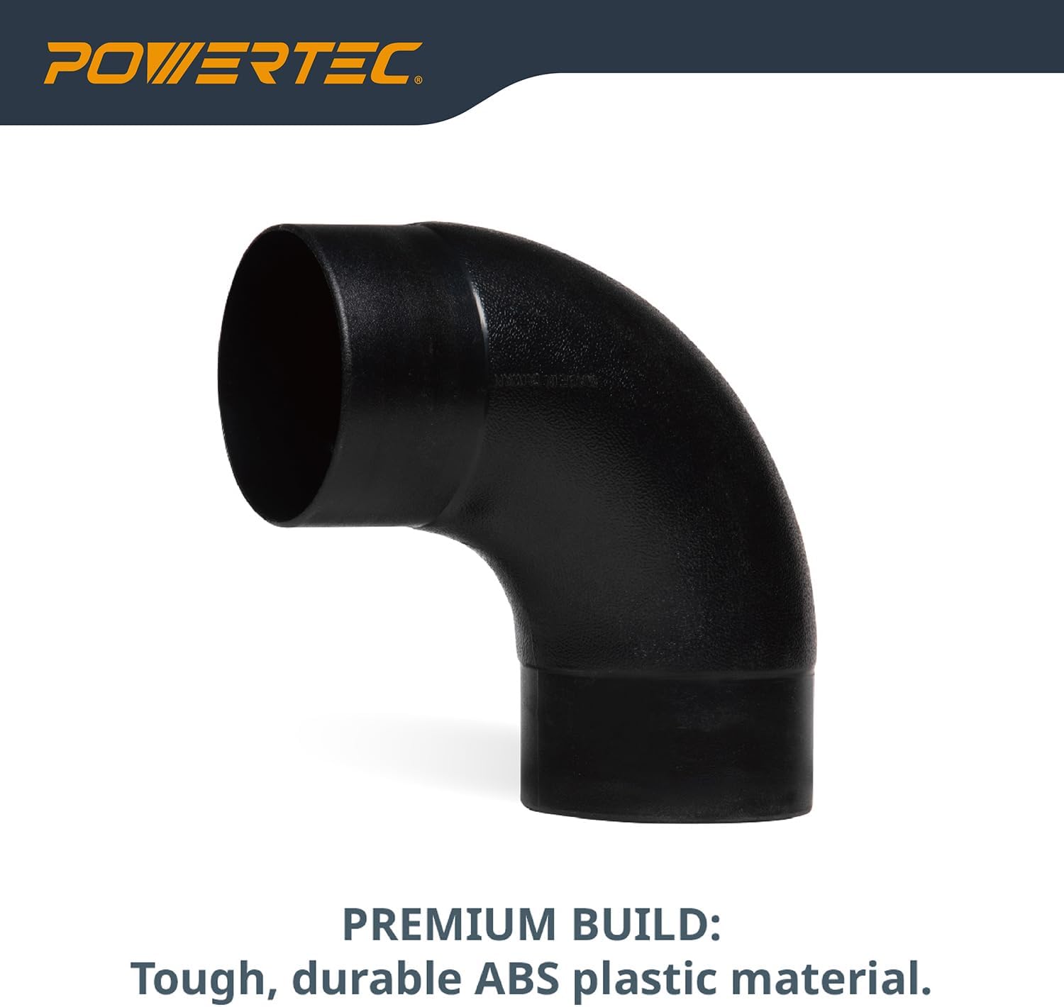 POWERTEC 70460 4" 90 Degree Elbow Dust Hose Connector & 4 Inch Dust Control Flex Cuff with Steel Hose Clamps, Rubber Cuff Coupler for Woodworking Dust Collection Fittings, Dust Collector Accessories