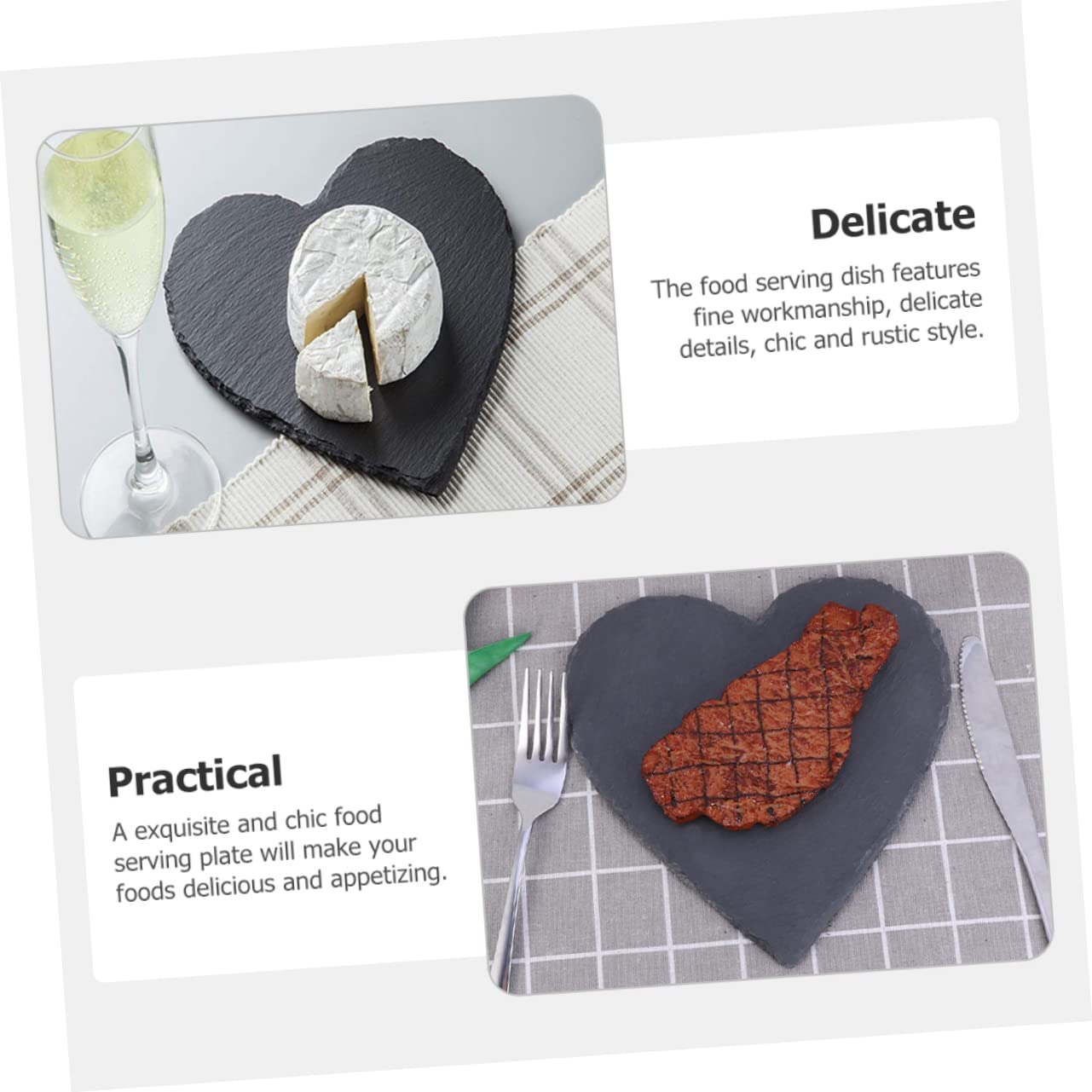 Ipetboom 2piezas Platos De Piedra Natural Placa De Pizarra Personalizada Para Carnes Postres Almacenamiento