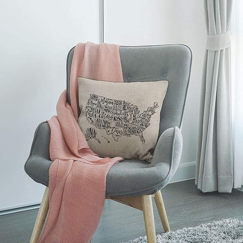 Miniatura 6 de HGOD DESIGNS Fundas de almohada con mapa, diseño vintage de Estados Unidos con inscripción de Estados Unidos, funda de cojín cuadrada de lino y