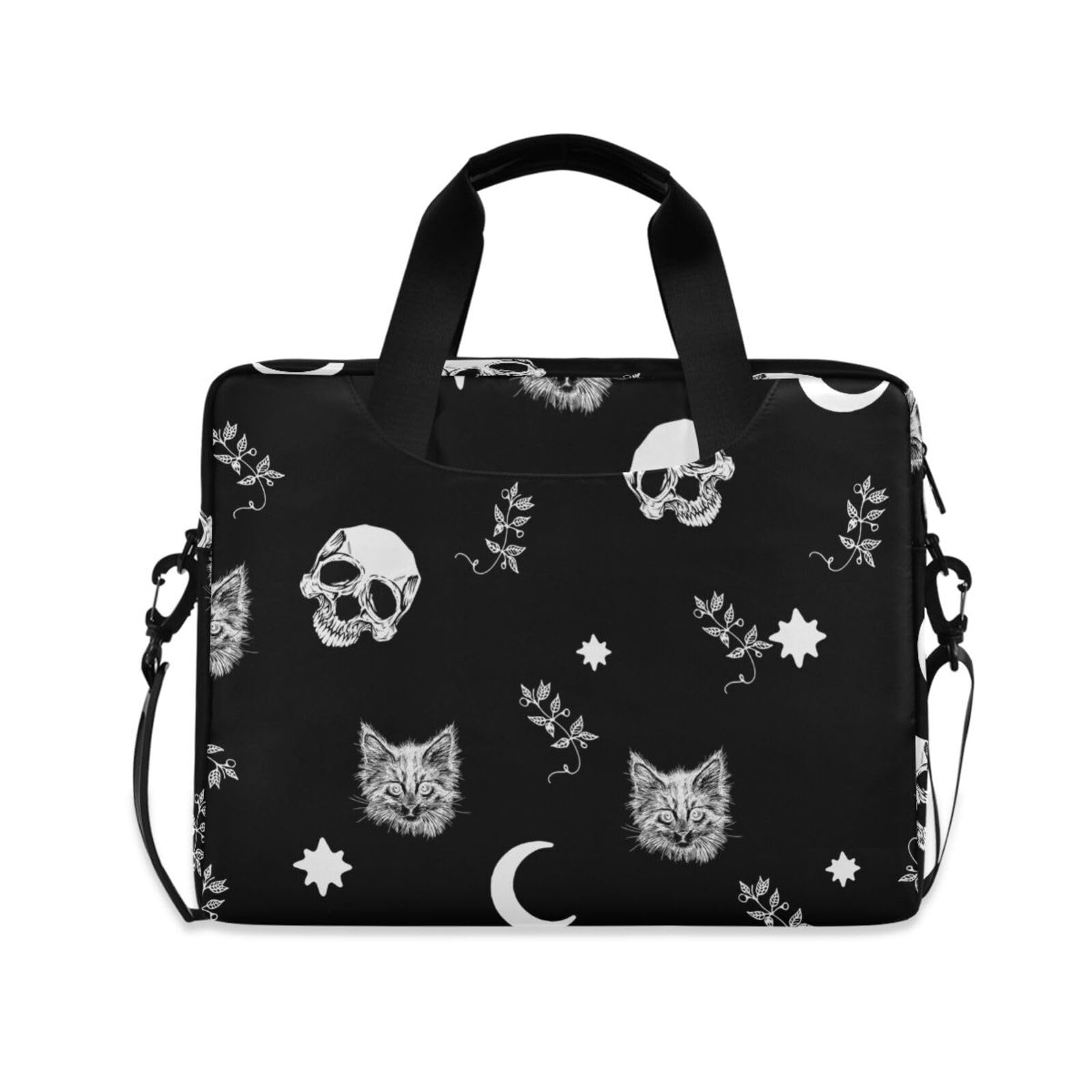 Skull Cat Moon Laptop Case 15.6 inch Computer Bag Waterproof Laptop Briefcase Laptop Bag for Women & Men