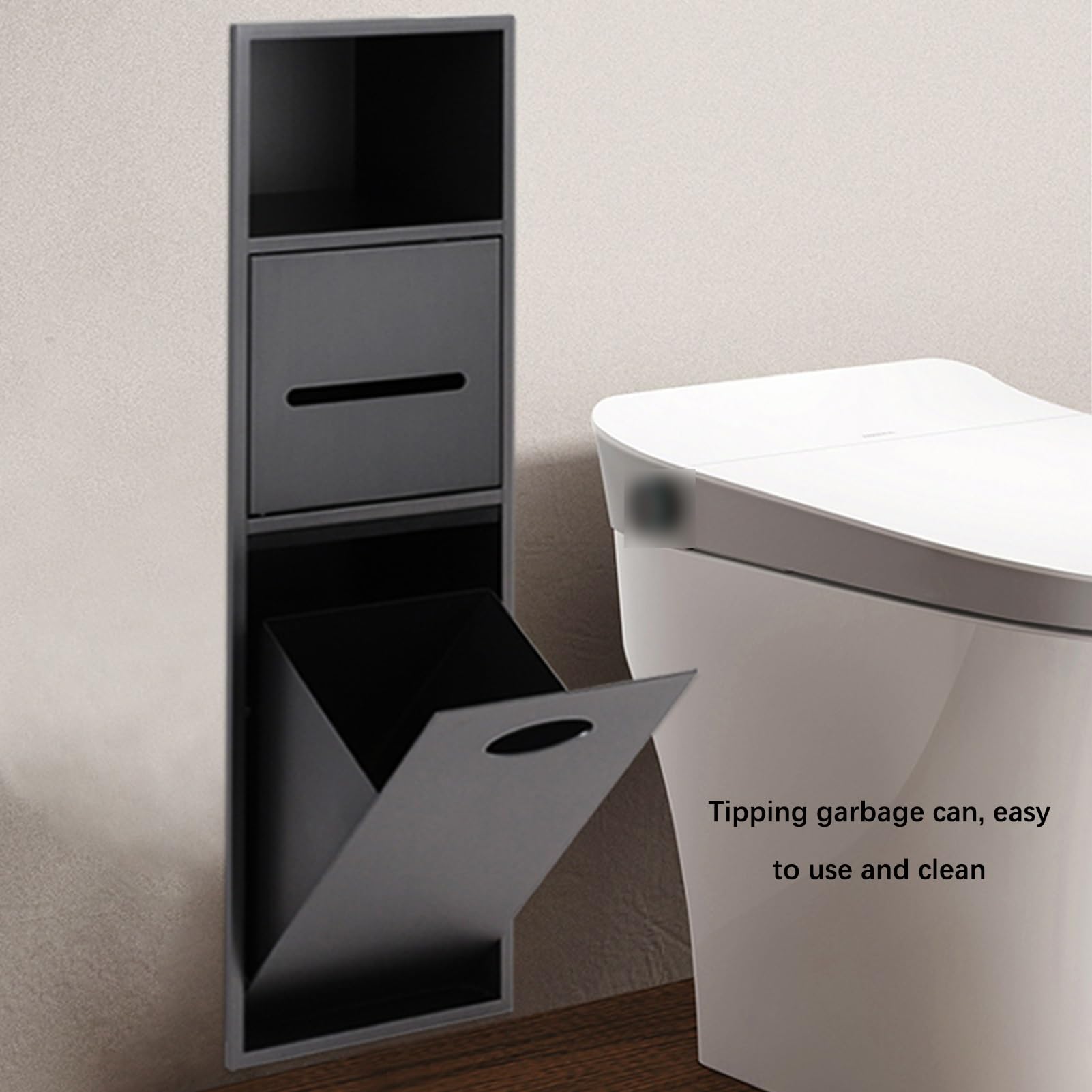Prysznic ze stali nierdzewnej, wodoodporny Nizer do szamponu i artykułów toaletowych, regał łazienkowy do domu, salonu i kuchni, kolor szary – 20 cm wbudowany design
