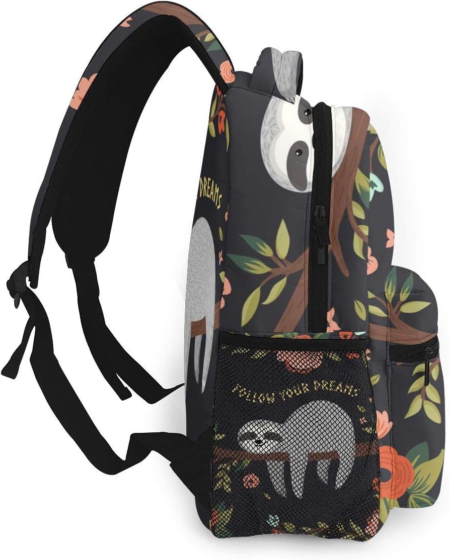 Best Seller Cute Baby Sloth On Tree Backpack Follow Your Dreams Pink Flower Floral Laptop Backpack Boys Girls Travel Bag Camping Bag and Hiking Daypack
