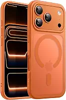 JETech Capa Magnética para iPhone 17 Pro Max 6,9 Polegadas Compatível com MagSafe, Case de Telefone Traseira Fosca Translúcida, Fina e Minimalista À Prova de Choque (Laranja)