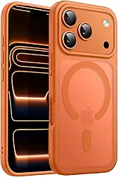 JETech Capa Magnética para iPhone 17 Pro Max 6,9 Polegadas Compatível com MagSafe, Case de Telefone Traseira Fosca Translúcida, Fina e Minimalista À Prova de Choque (Laranja)