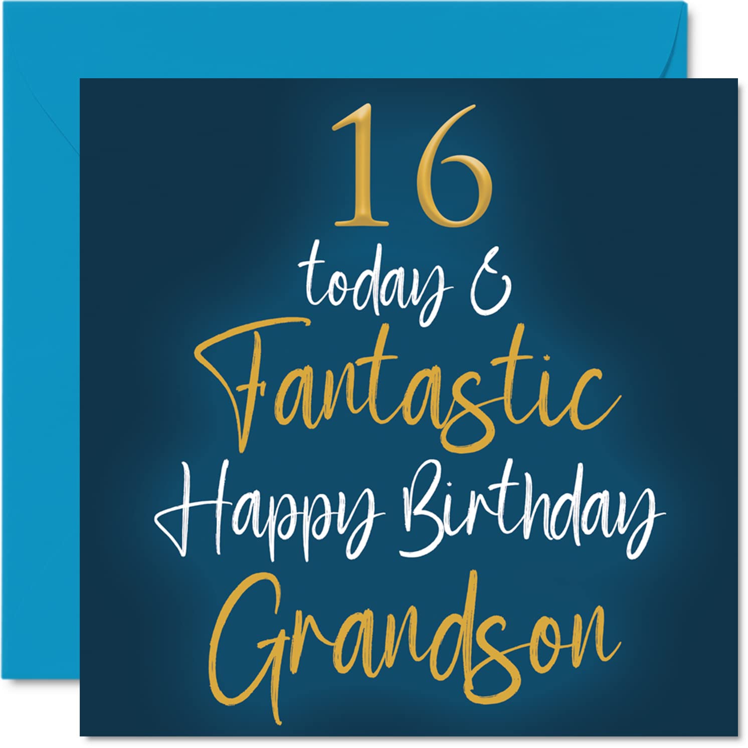 Fantastic 16th Birthday Cards for Grandson - 16 Today & Fantastic - Happy Birthday Card for Grandson from Grandparents, 145mm Greeting Cards Gift