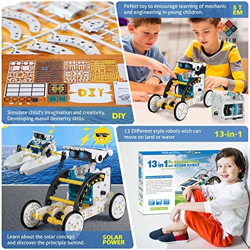 13-in-1 STEM Education Solar Robot Toys DIY Building Science Experiment Kit for Kids Aged 8-12 and Older, Learning Education Building Set for Boys and Girls 4