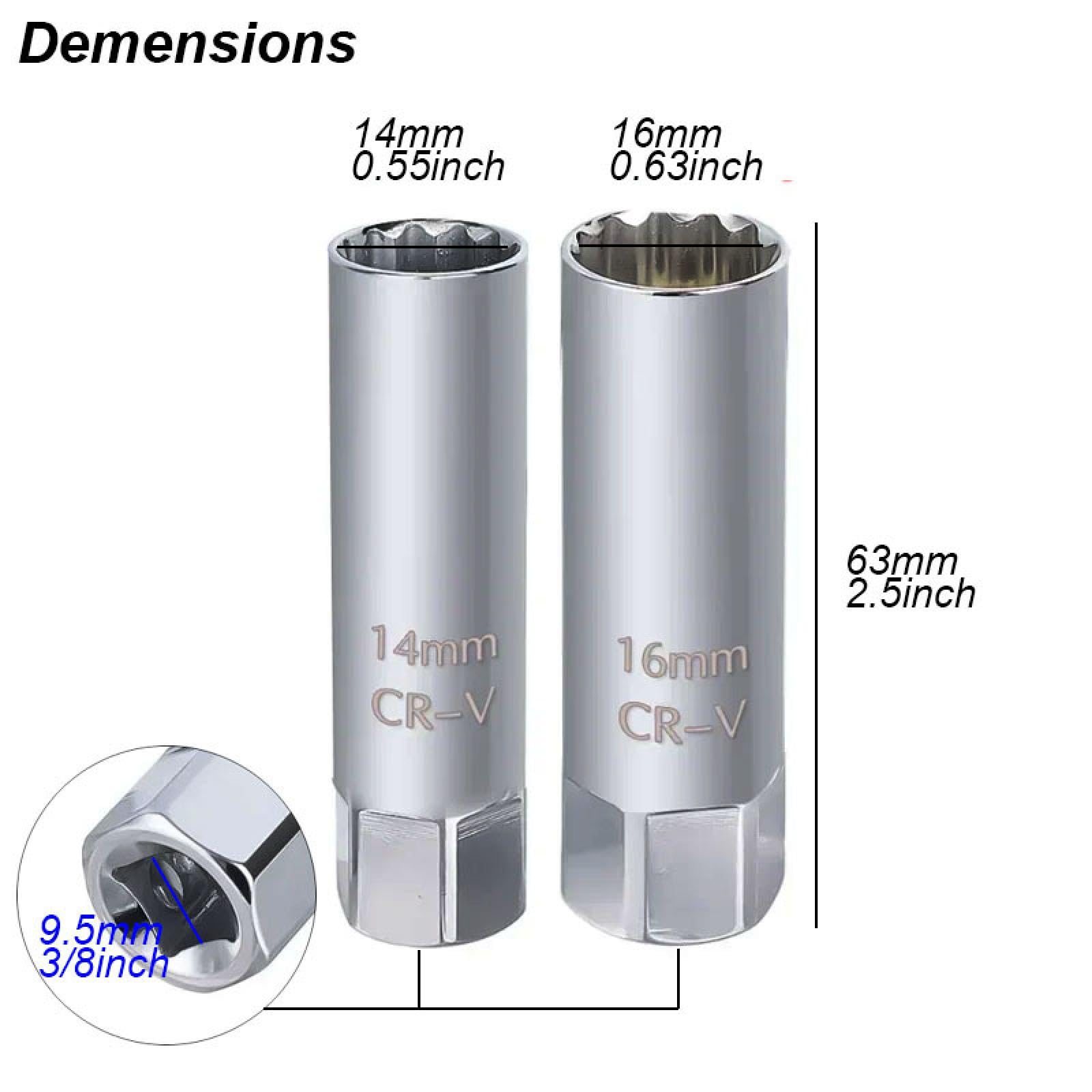 Adaptador de llave de tubo para bujías de 14 a 16 mm, kit de reparación, instalación, reemplazo, torsión, herramienta de extracción magnética, herramienta mecánica para automóviles (llave de bujías