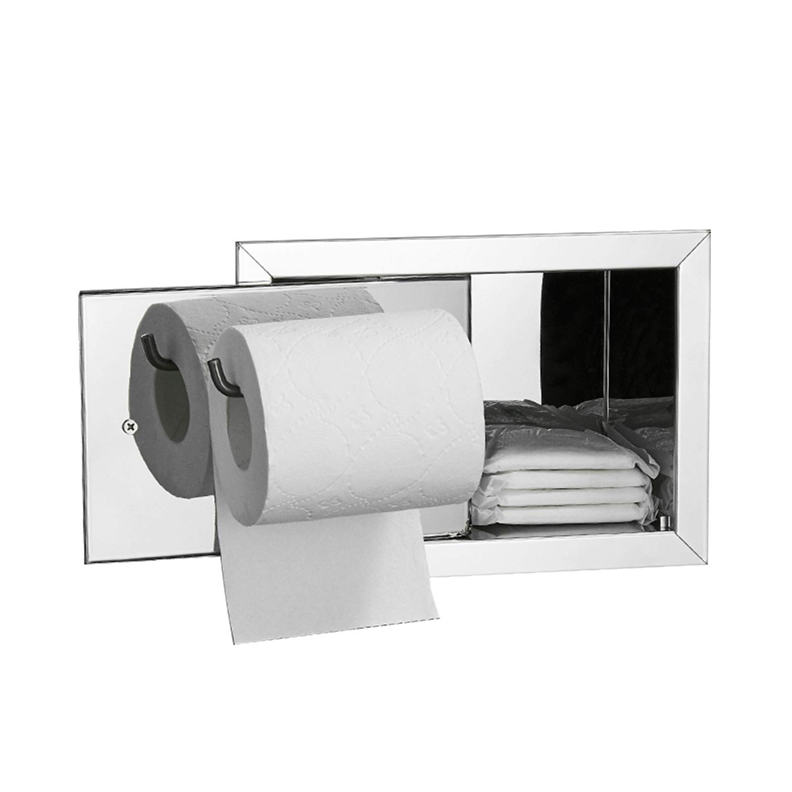 Porta Rotolo Carta Igienica Da Incasso In Acciaio Inox 304 - Salvaspazio Con Ripiano Per Bagno Piccolo (Montaggio A Parete)